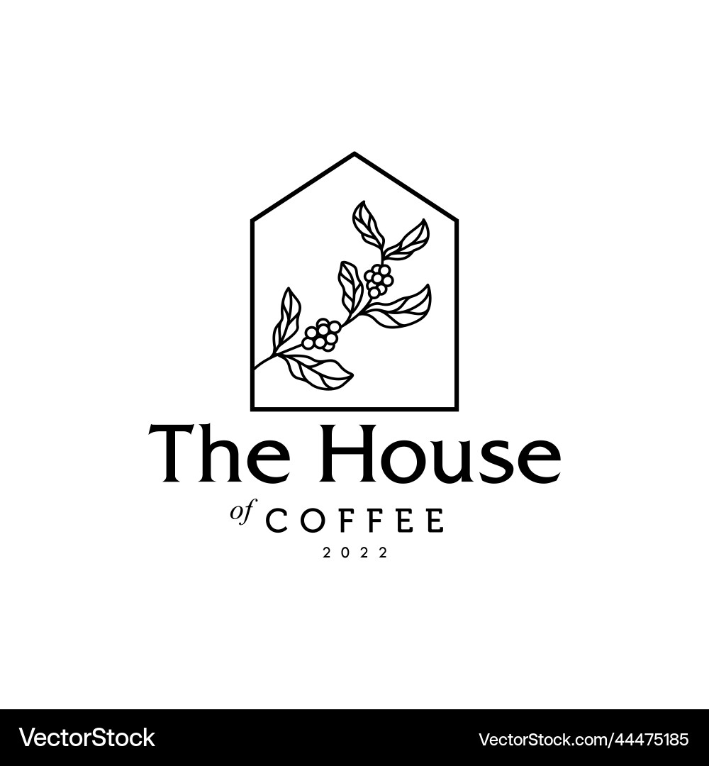 Haus der Kaffee Logo Bohnen Pflanze Zweig Haus der Kaffee Logo Bohnen Pflanze Zweig vektorbild
