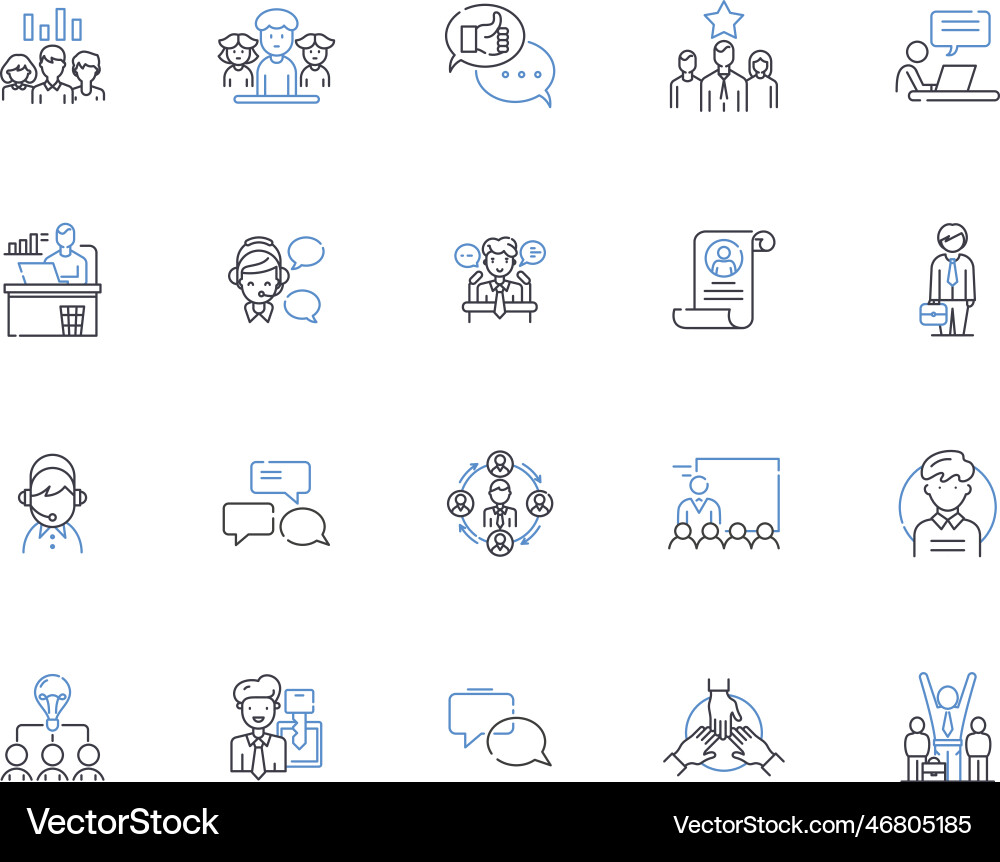 Operator line icons collection communication vector image