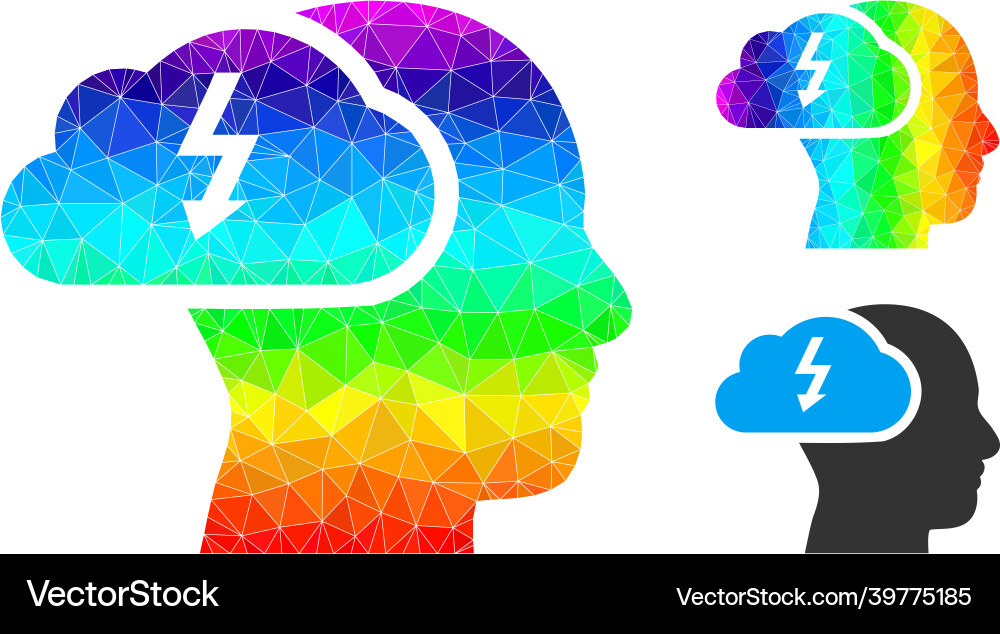Polygonal brainstorming icon with spectrum Vector Image