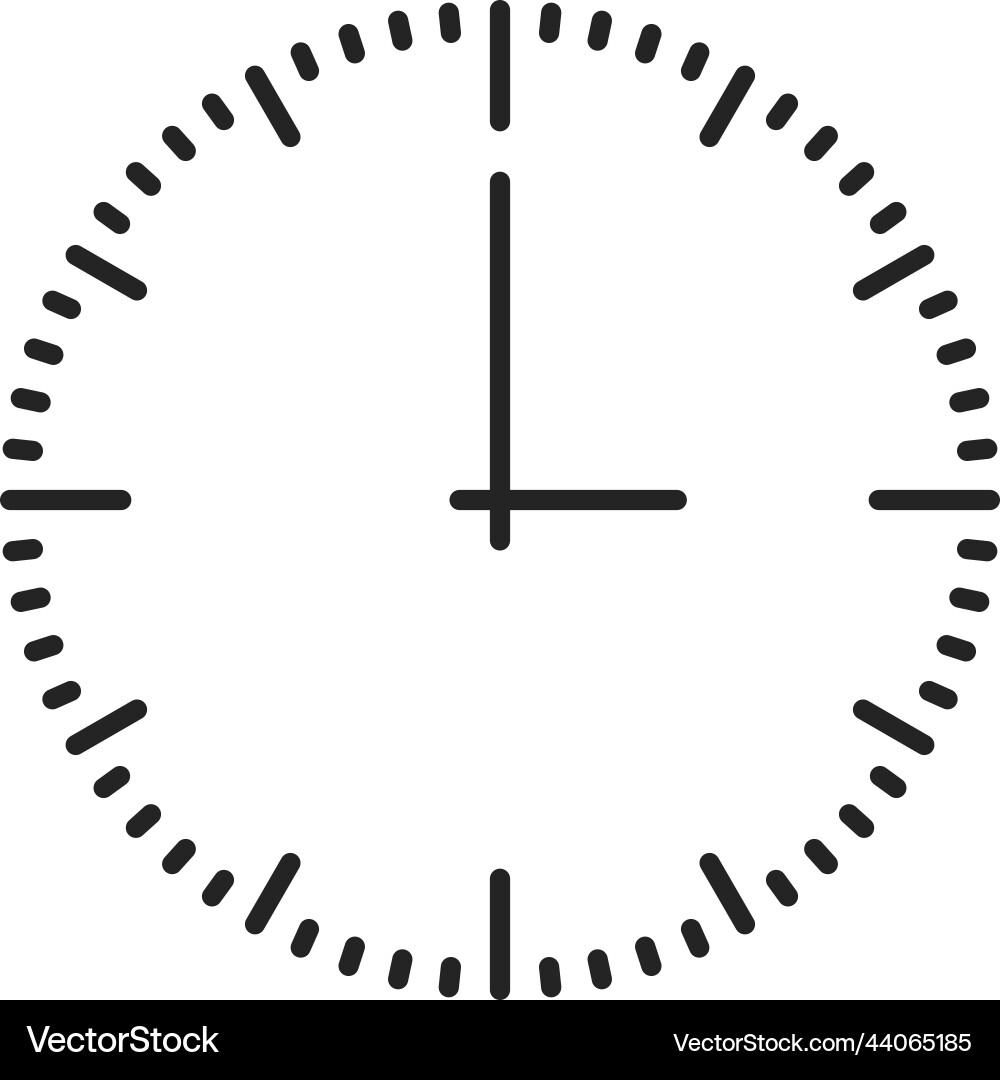 Round clock face time scale line icon vector image