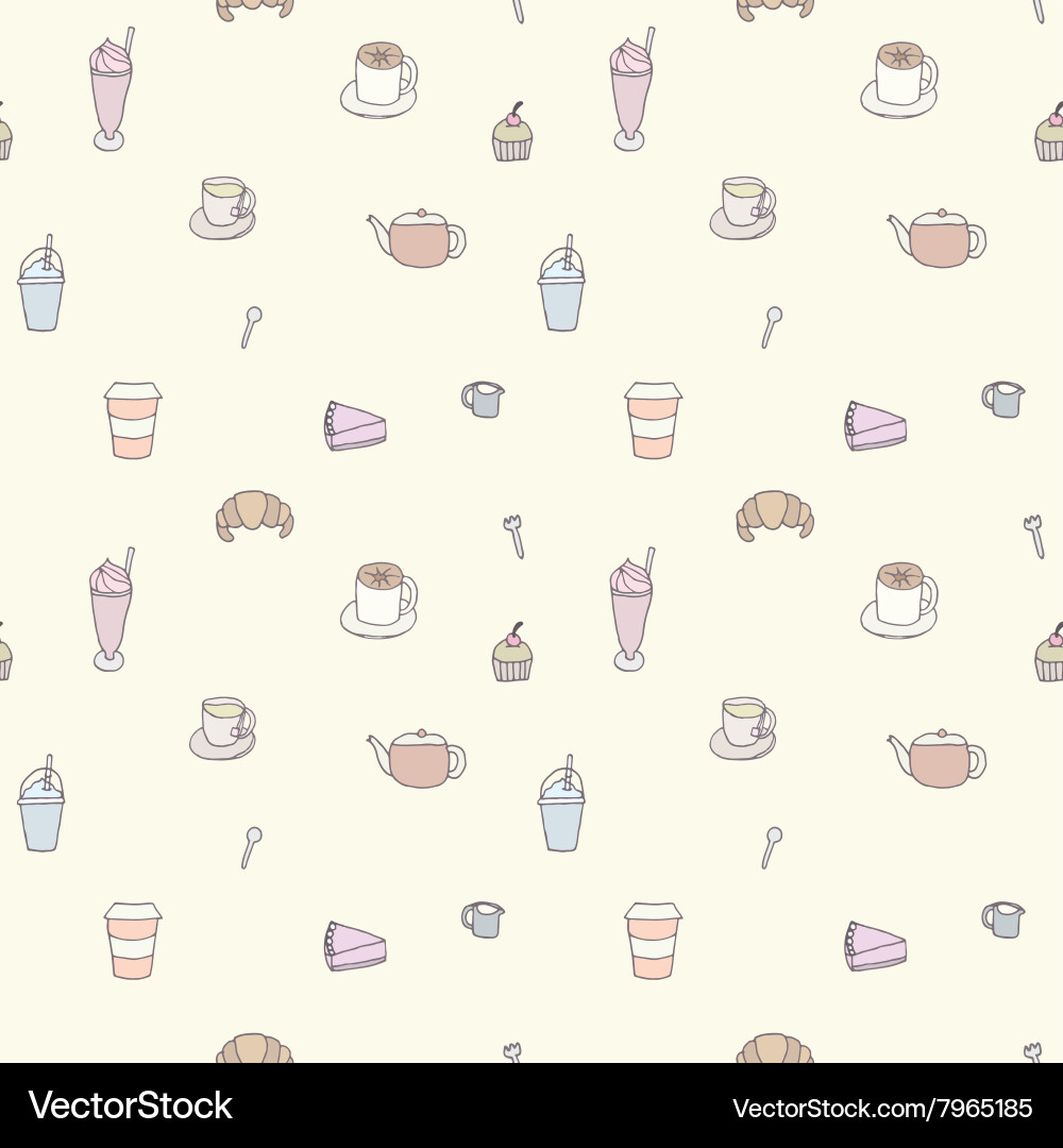 Seamless pattern of coffee shop objects vector image