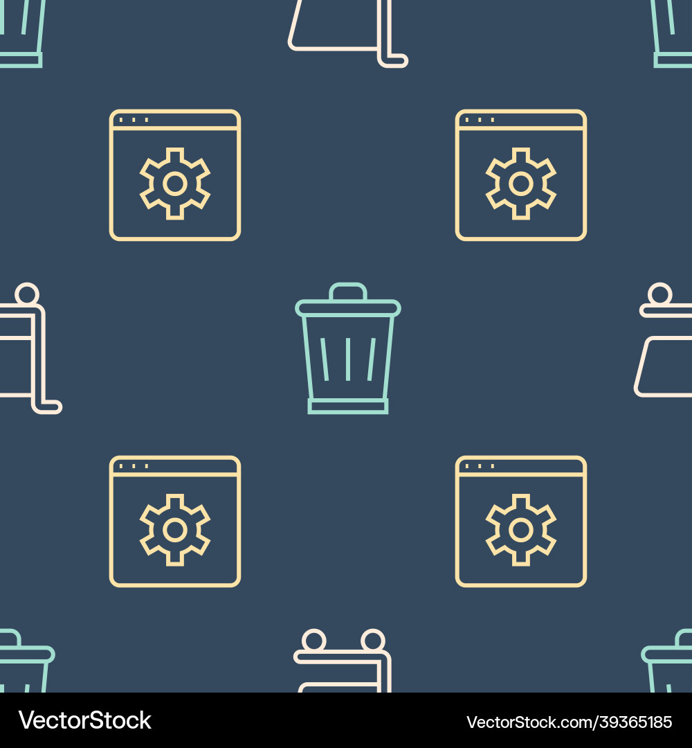 Set line shopping cart browser setting and trash Vector Image