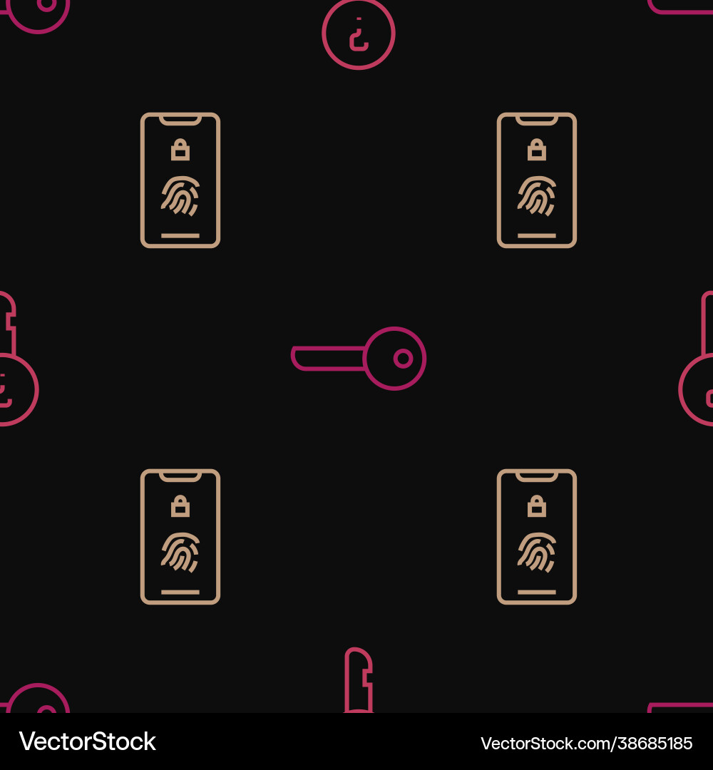 Set line undefined key mobile with fingerprint Set line undefined key mobile with fingerprint vector image