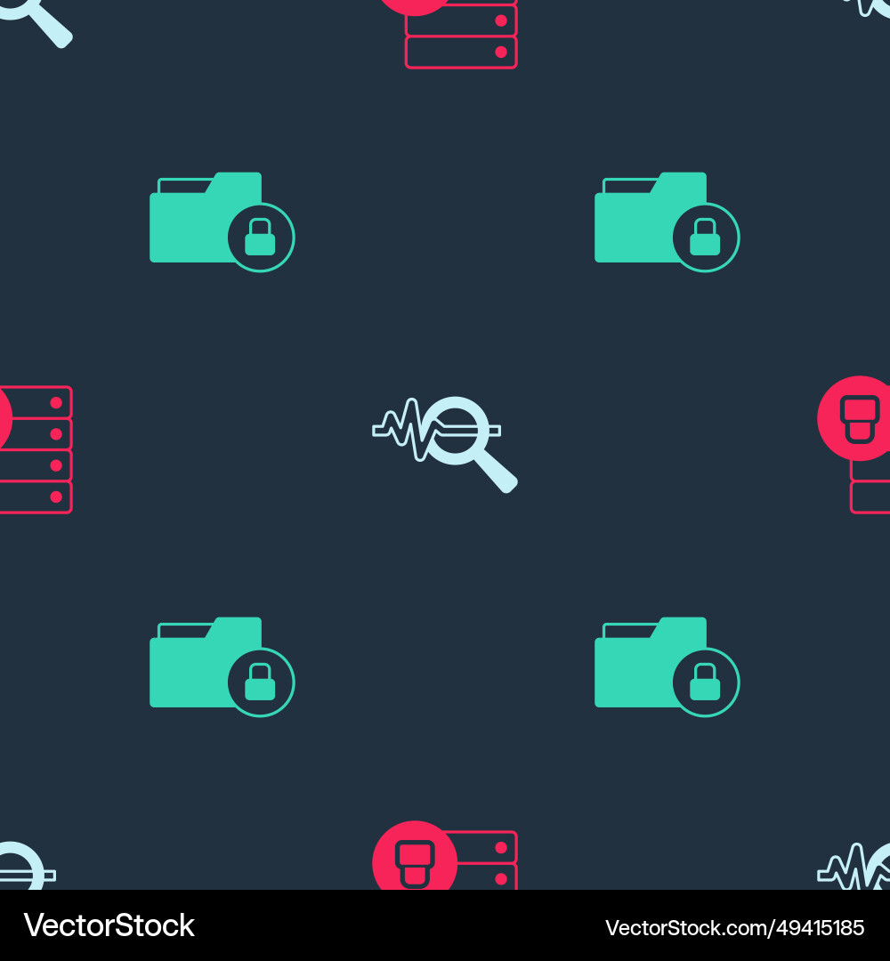 Set server security with padlock search data Vector Image