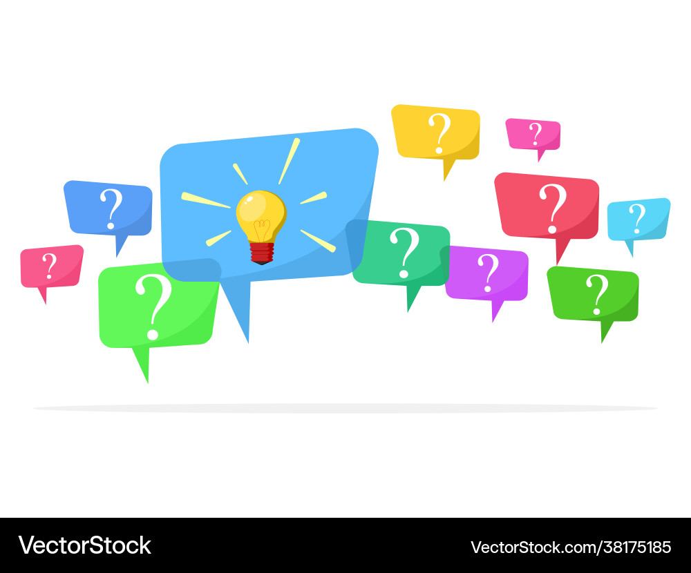 Speech bubbles with multicolored question marks Vector Image