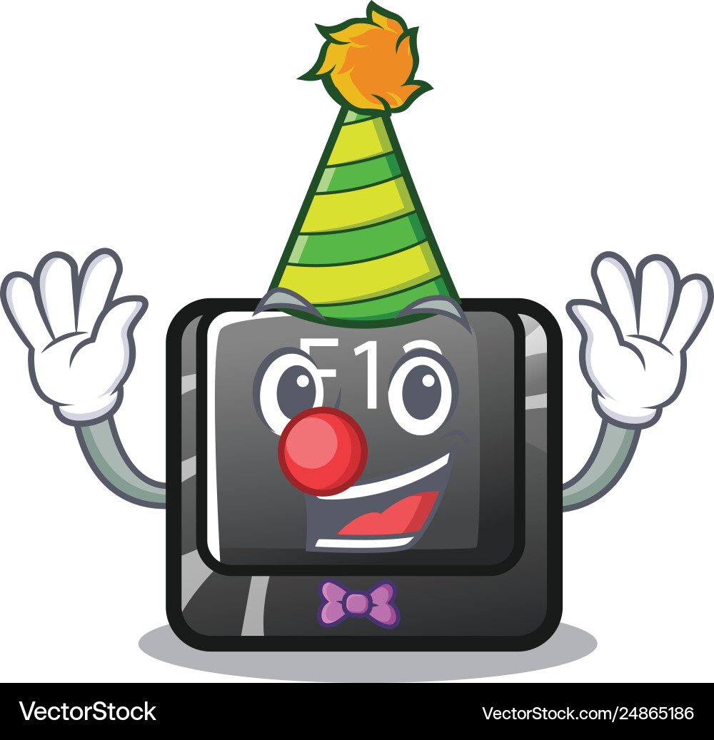 Clown f12 button installed on cartoon computer Clown f12 button installed on cartoon computer vector image