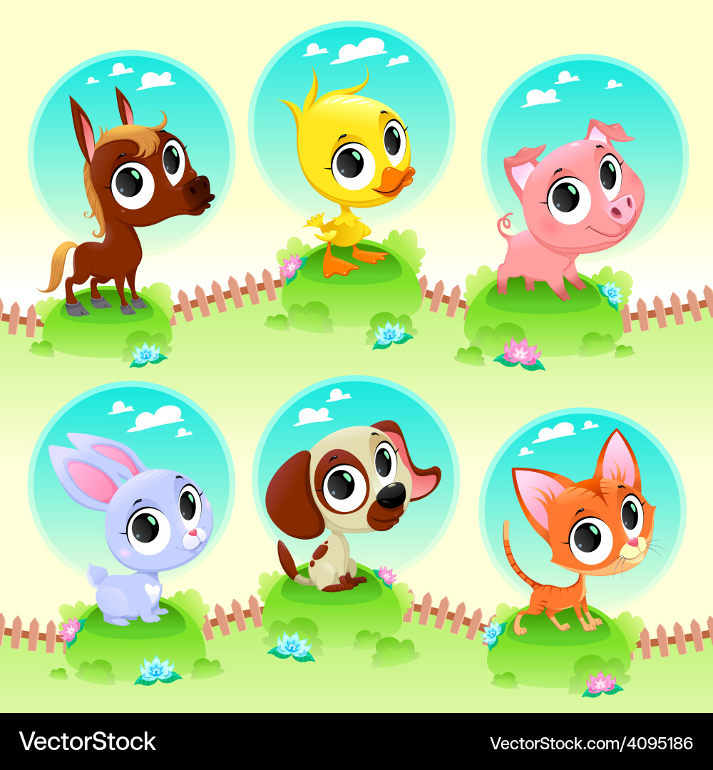 Cute farm animals Royalty Free Vector Image - VectorStock