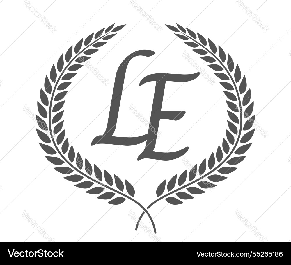 Initial letter l and e le monogram logo design Vector Image