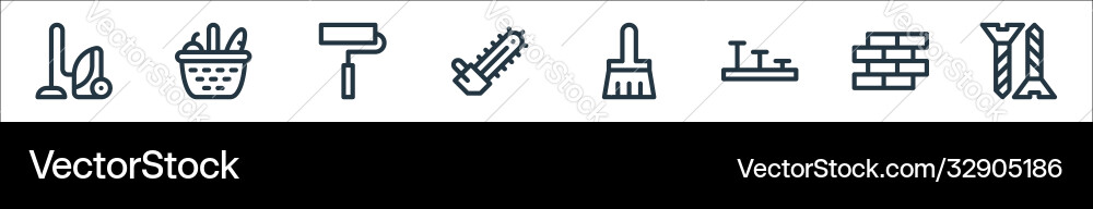 Labour day line icons linear set quality vector image
