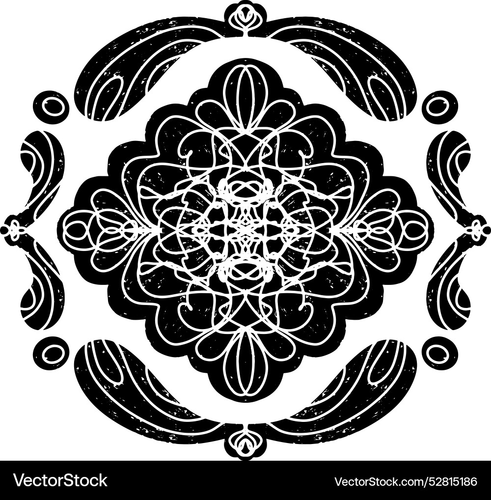Pattern symmetrical in linocut style texture Pattern symmetrical in linocut style texture Vector Image