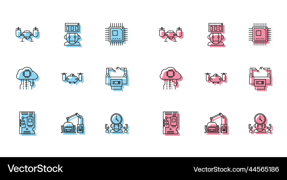 Set line electronic computer components Set line electronic computer components Vector Image