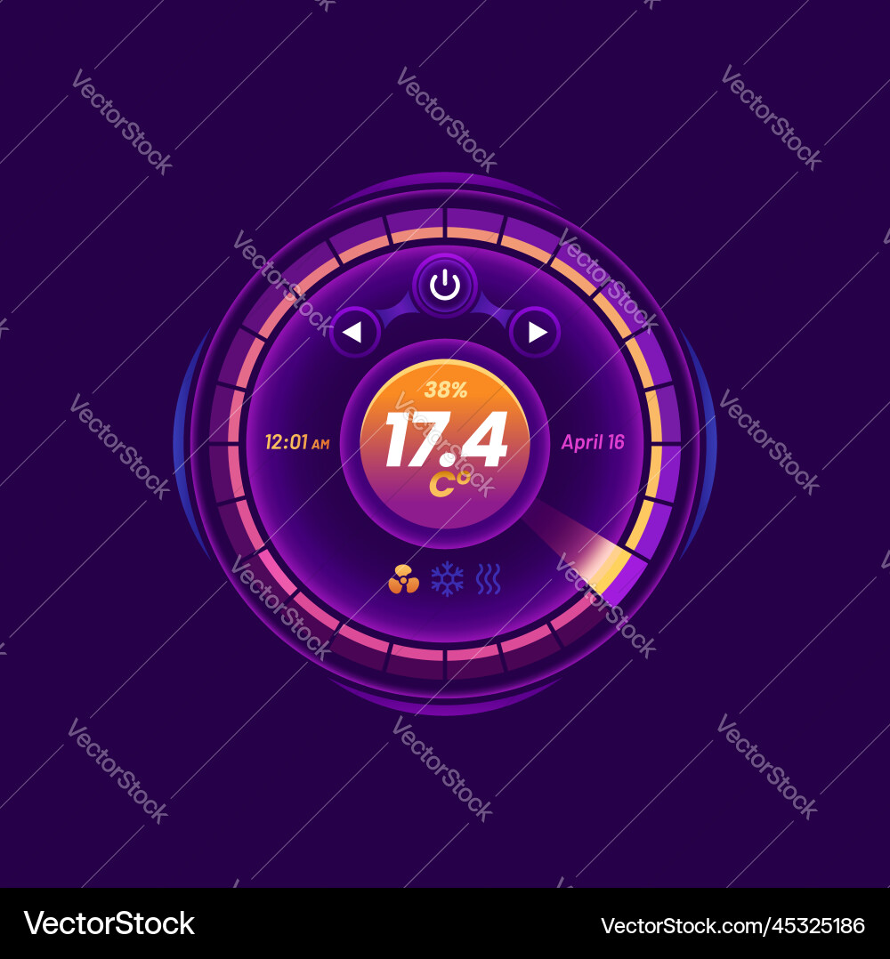 Thermostat screen smart thermometer control dial Vector Image