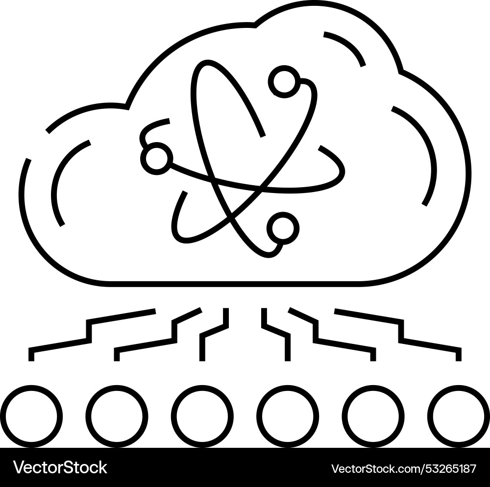 Cloud computin quantum technology line icon vector image