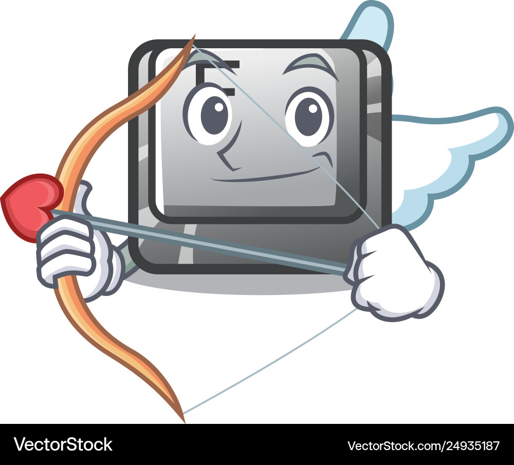Cupid f button in character shape vector image