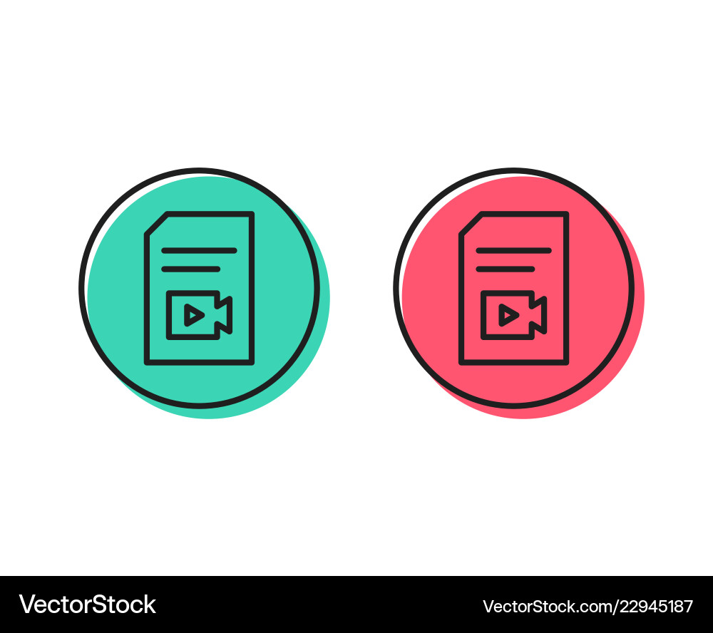Document with video line icon vlog file sign Document with video line icon vlog file sign vector image