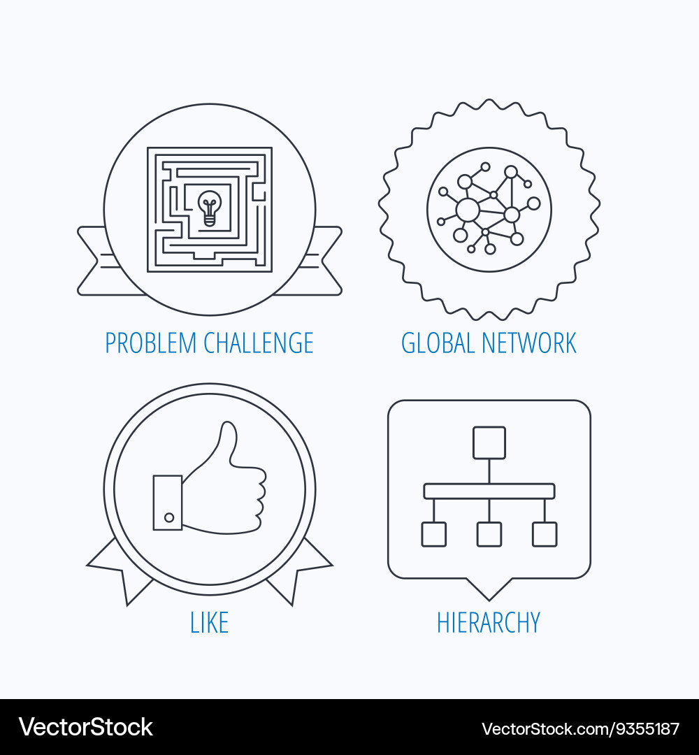 Global network like and hierarchy icons vector image