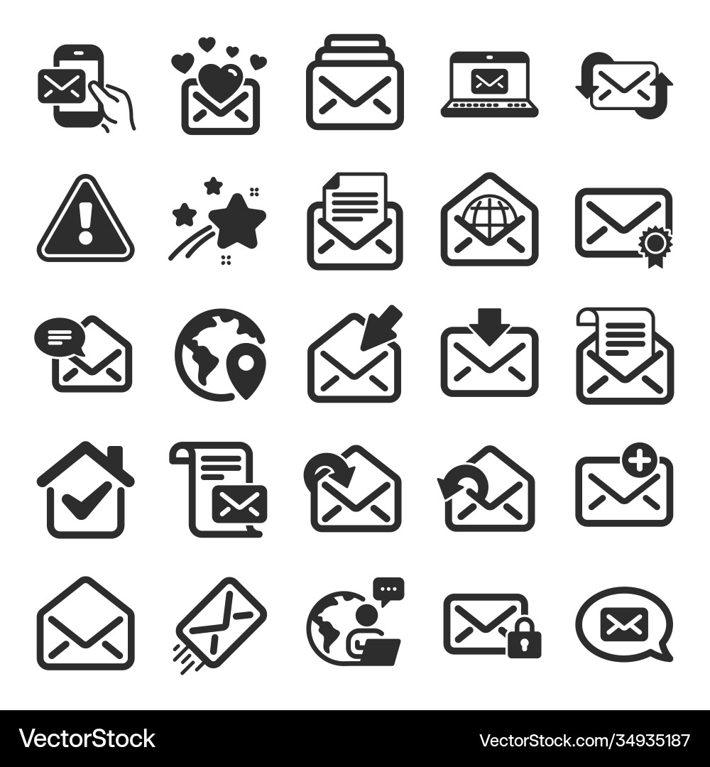 Mail message icons set newsletter e-mail Mail message icons set newsletter e-mail Vector Image
