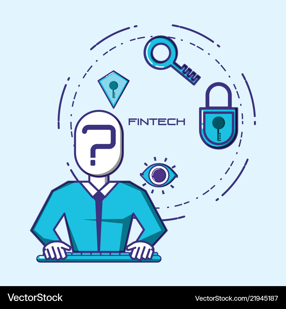Man using keyboard fintech concept vector image