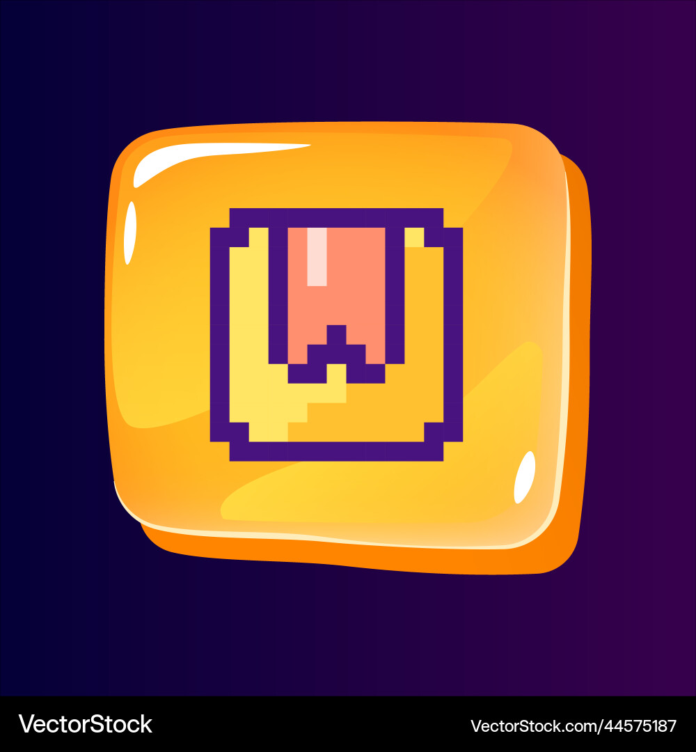Parcel glossy ui button with pixelated color icon Vector Image