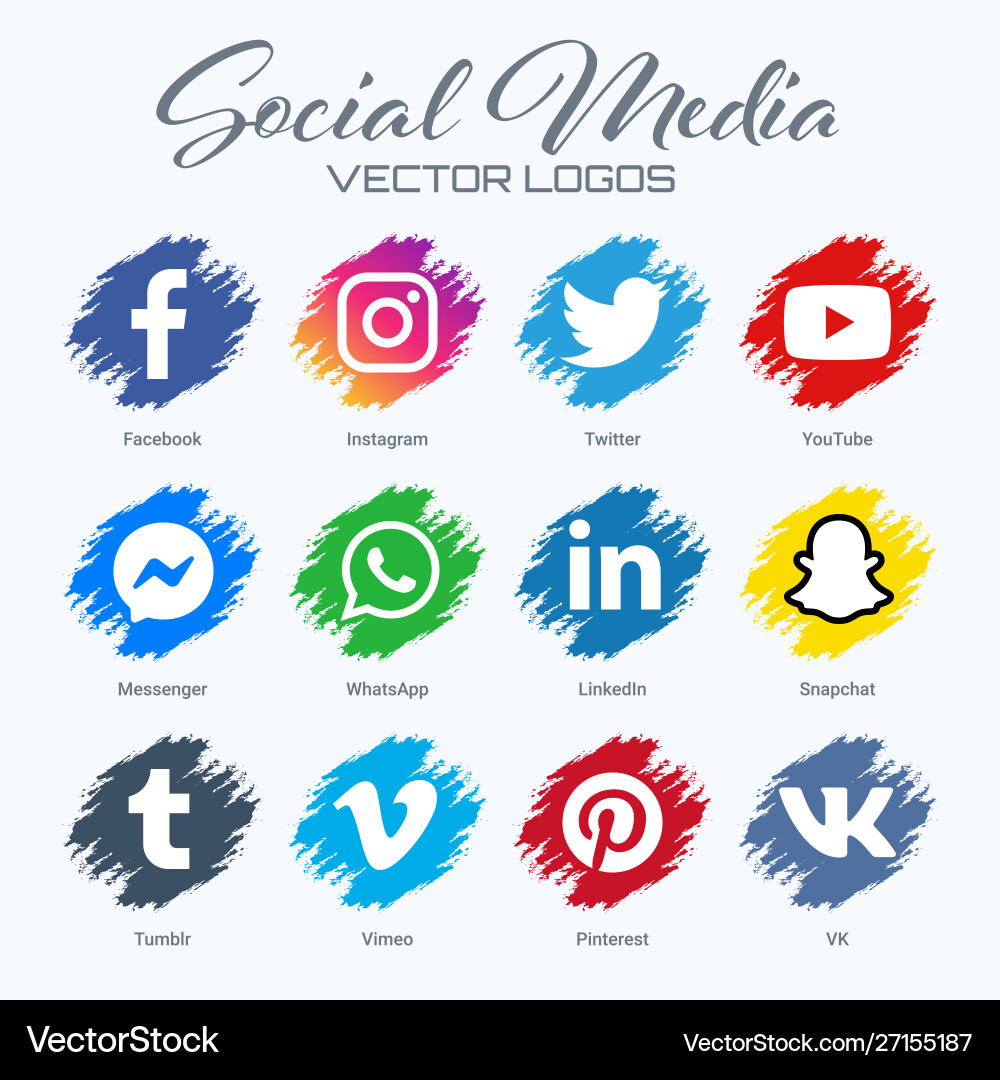 Popular social media logos collection vector image