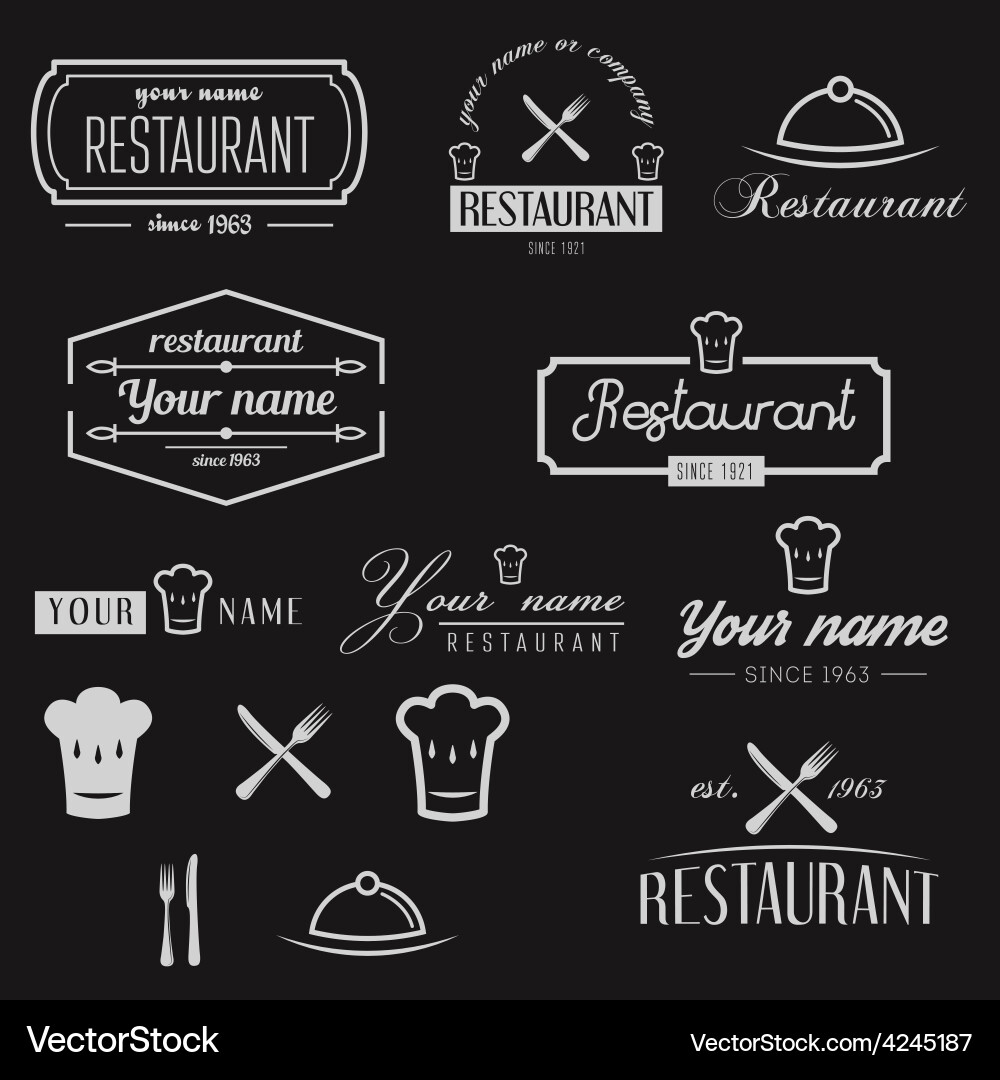 Restaurant Branding Elements Vector Image