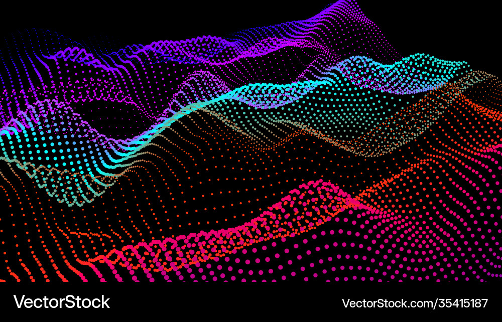 Sea waves from node hud data dots flow research Sea waves from node hud data dots flow research Vector Image
