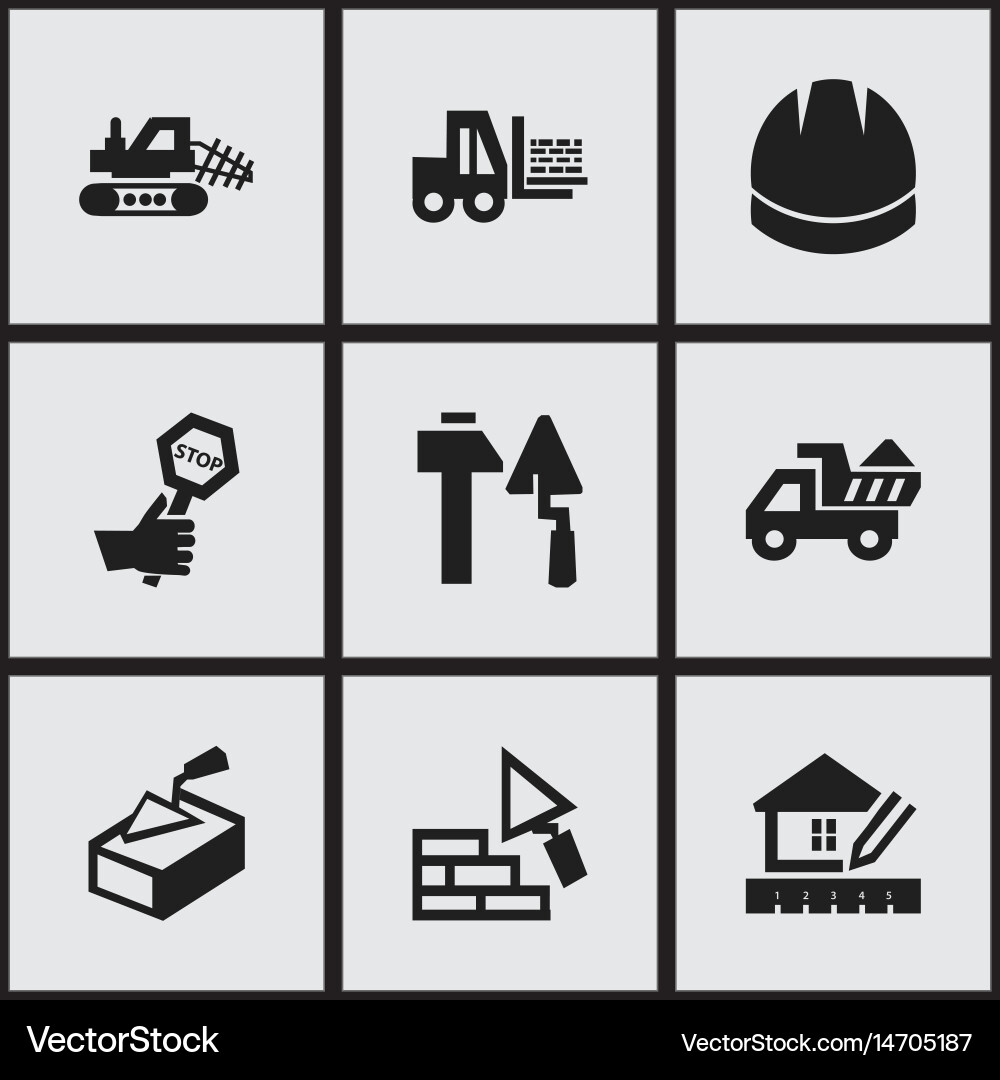 Set of 9 editable building icons includes symbols Vector Image