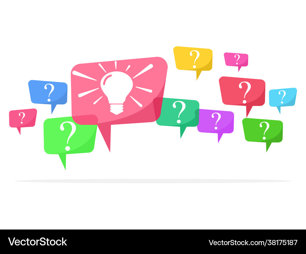 Speech bubbles with multicolored question marks Vector Image