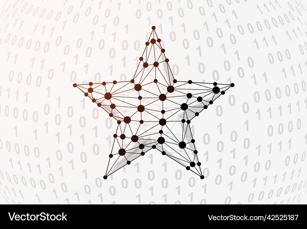 Star 3d low poly symbol with binary code Star 3d low poly symbol with binary code vector image