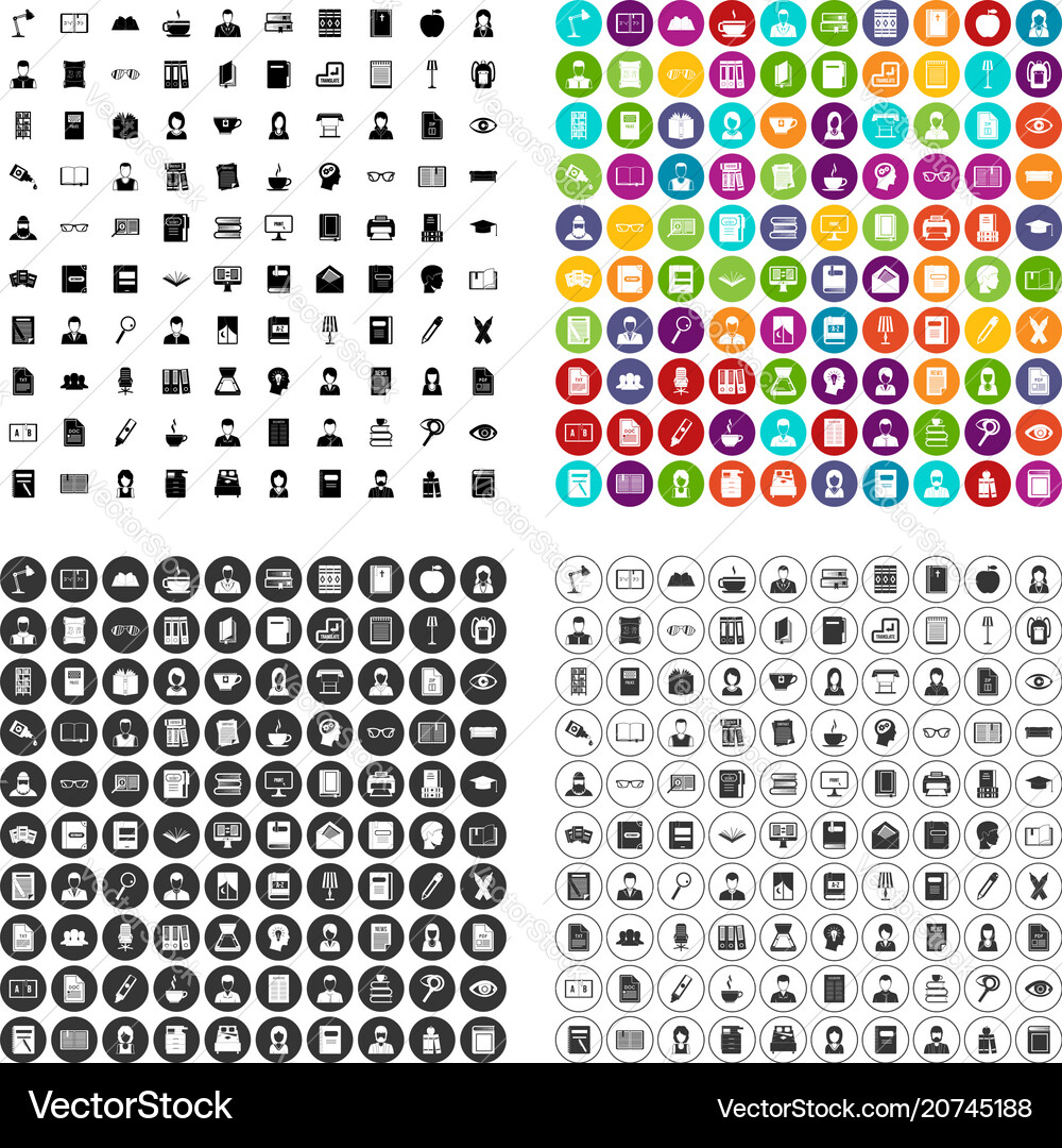 100 reader icons set variant 100 reader icons set variant vector image
