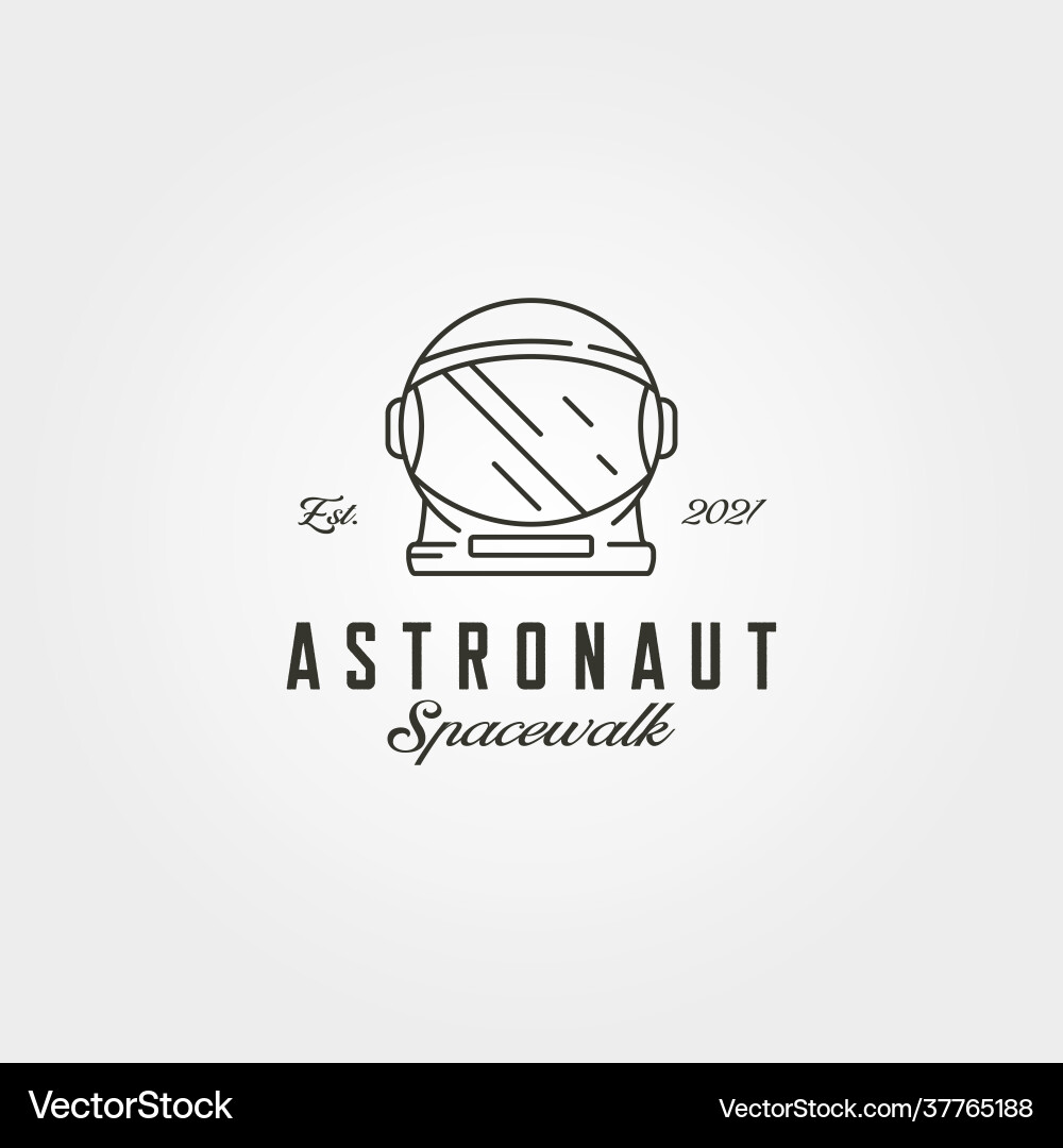Astronaut Helmet Logo - Line Art Vector Image
