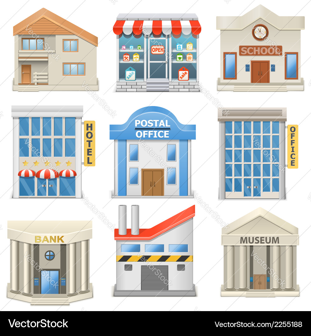 Building Icon Set Vector Image