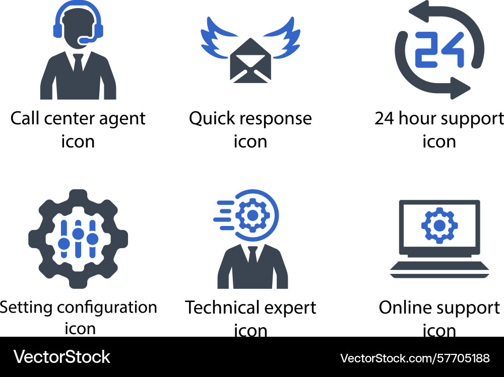 Call center agent quick response support setting Vector Image