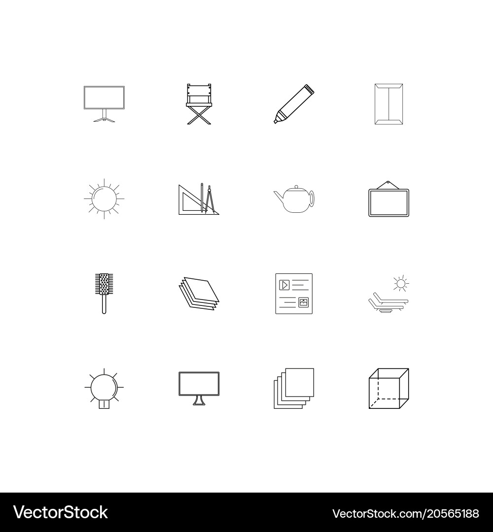 Creative process and design simple linear icons Vector Image