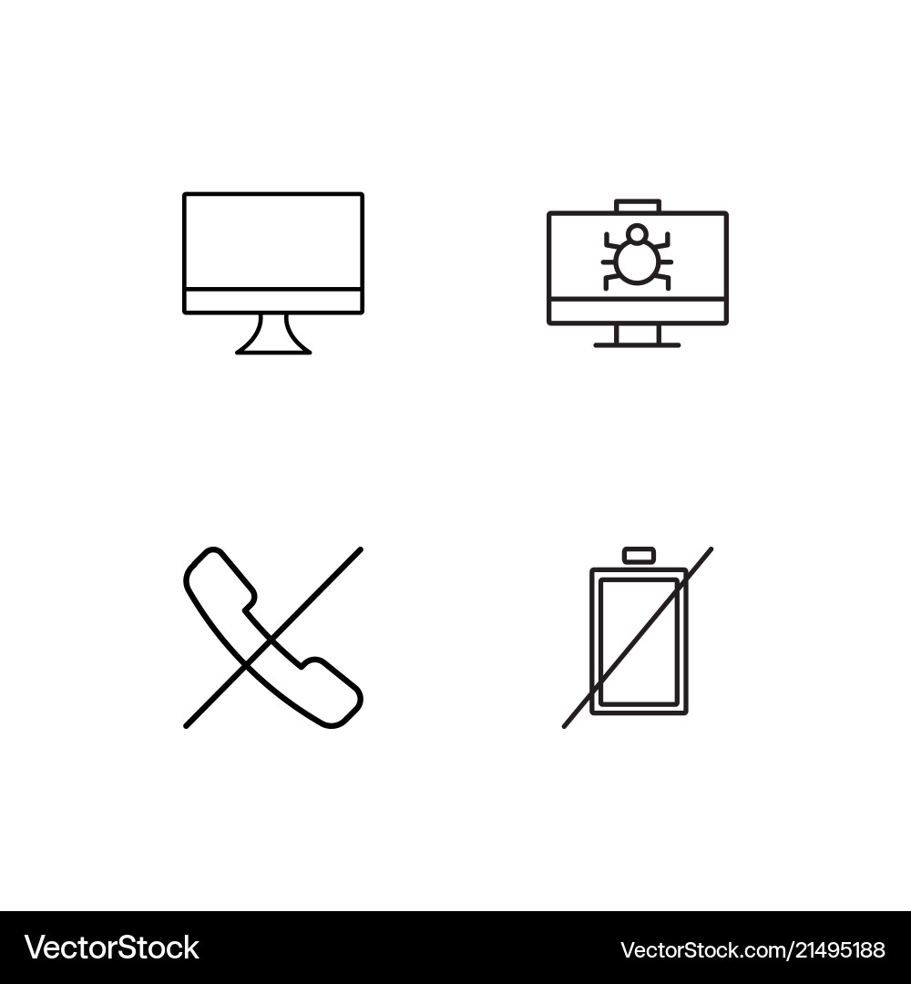 Cyber security linear icons set simple outline vector image