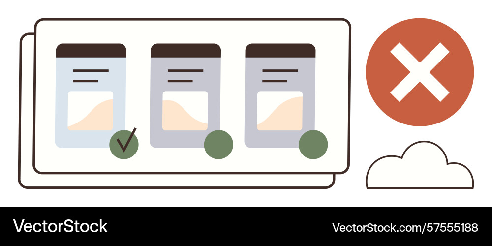 Data selection and rejection concept with document Data selection and rejection concept with document vector image