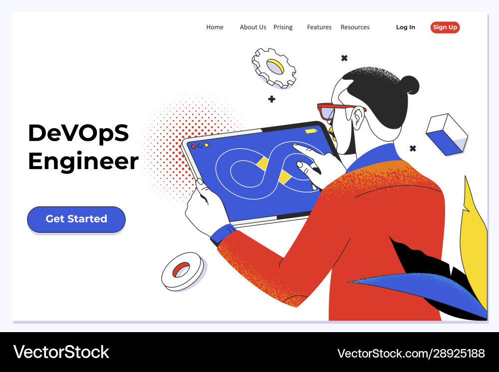 DevOps Automation & Monitoring Vector Image