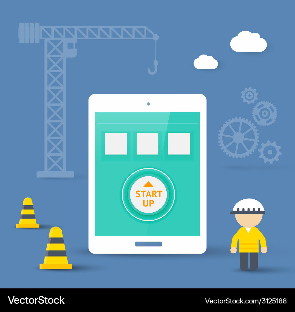 Flat style concept of mobile app development Vector Image