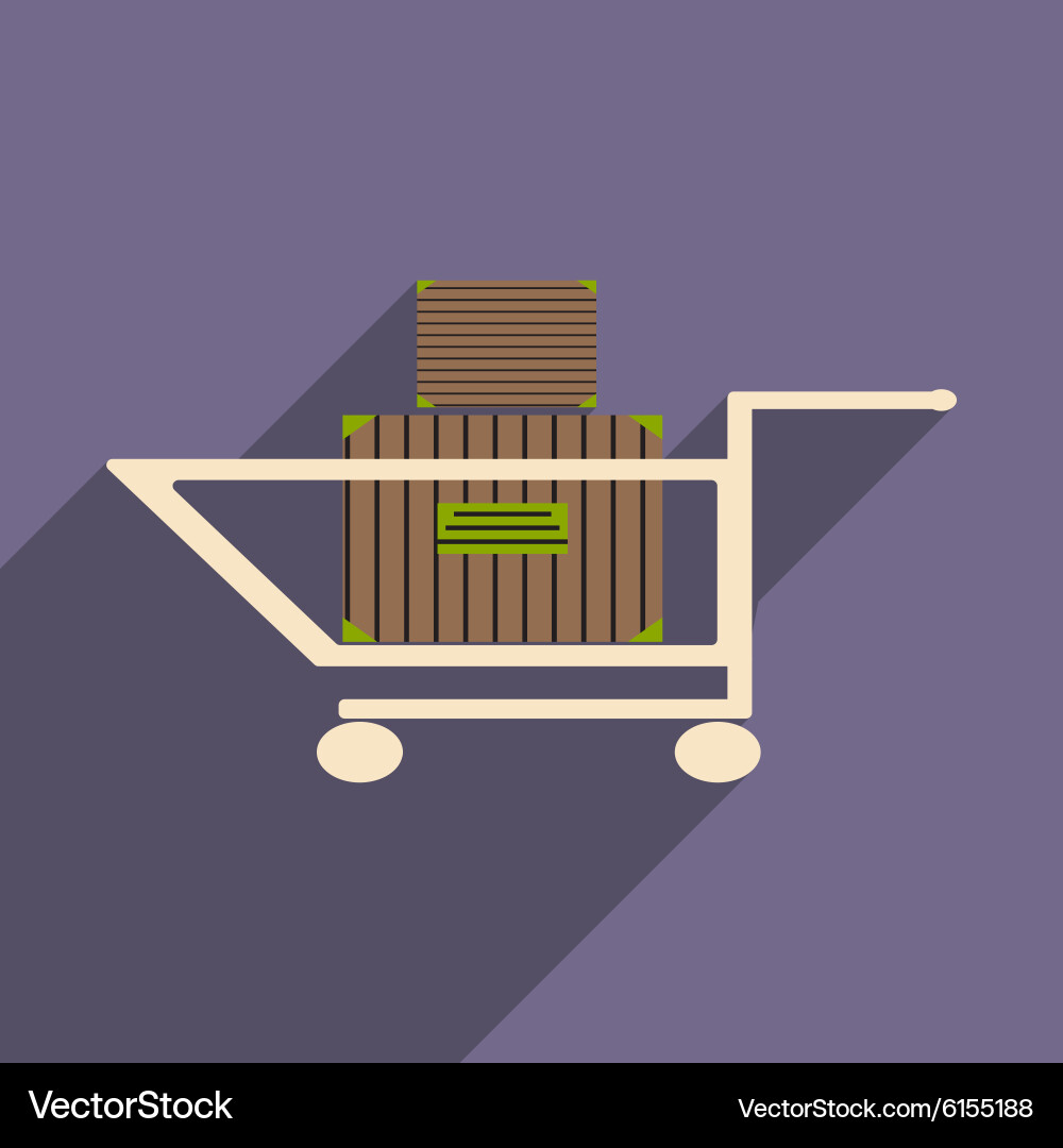 Flat with shadow icon and mobile application cart vector image