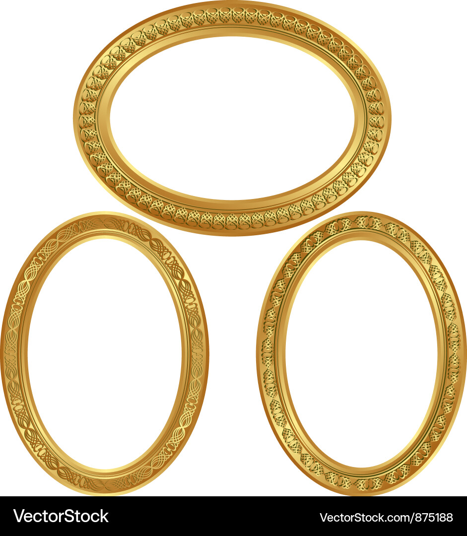 Golden Oval Frame with Rosettes Vector Image