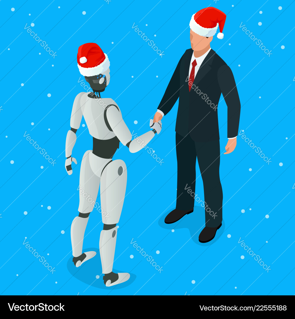 Isometric robot with ai or artificial intelligence vector image