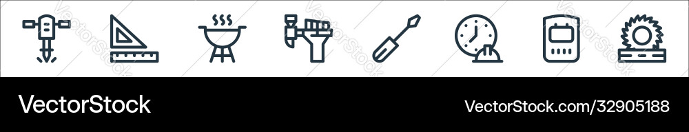 Labour day line icons linear set quality Vector Image