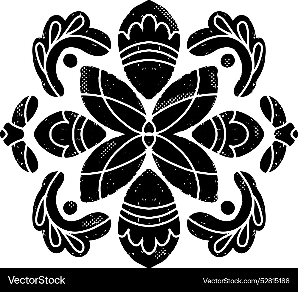 Pattern symmetrical in linocut style texture Pattern symmetrical in linocut style texture Vector Image