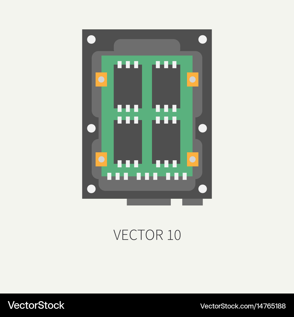 Plain flache Farbe Computer Teil Icon Daten Vektorbild