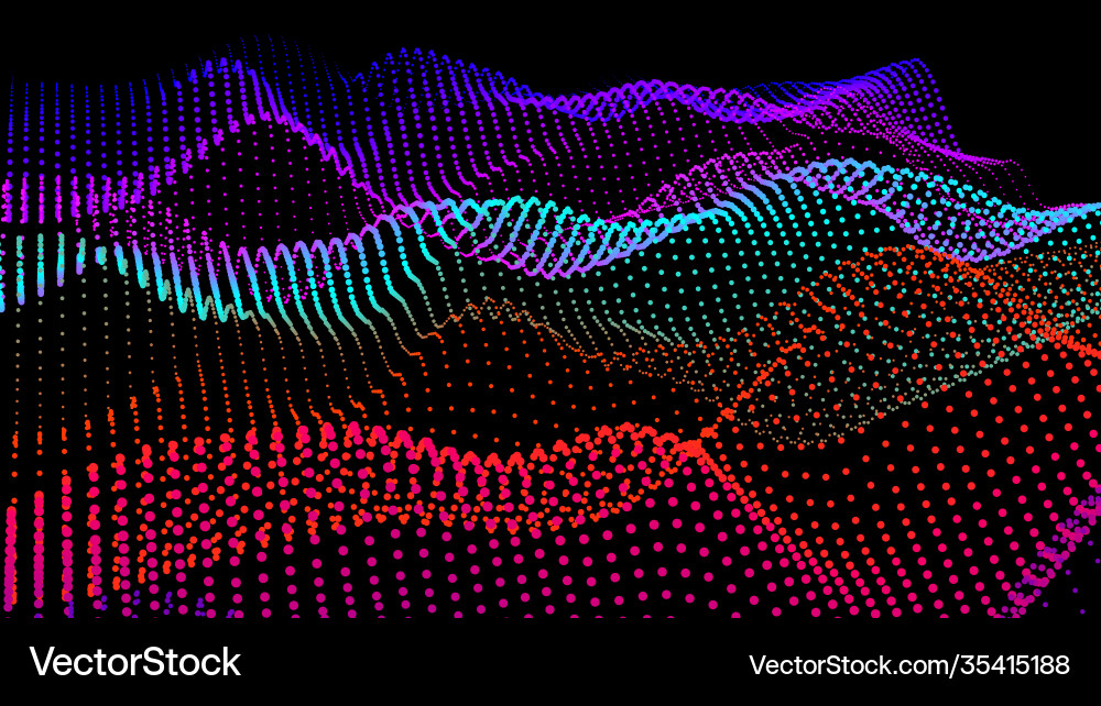 Sea waves from node hud data dots flow research Vector Image