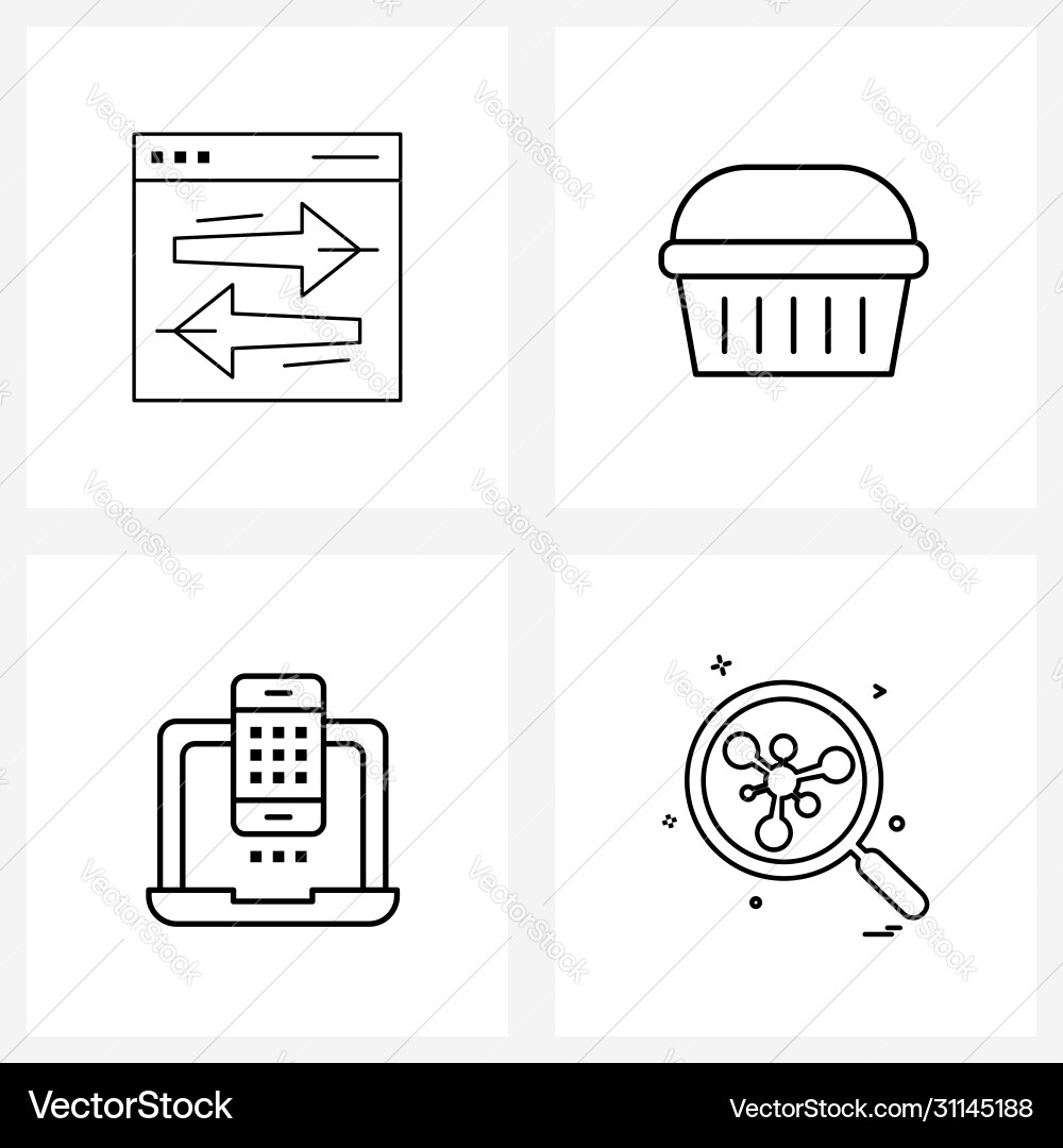 Set 4 simple line icons for web and print Vector Image