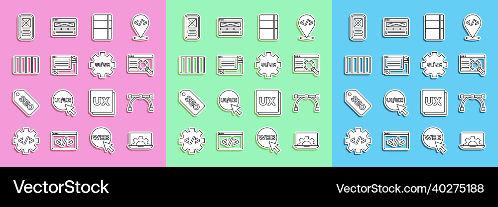 Set line web development bezier curve ui or ux Vector Image
