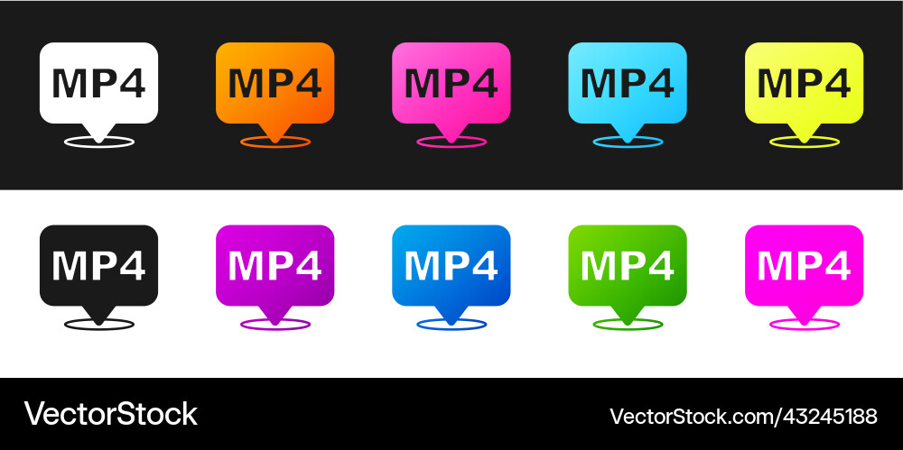 Set mp4 file document download button icon Vector Image