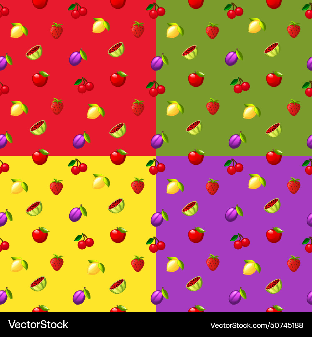 Set of summer seamless patterns with fruits Set of summer seamless patterns with fruits vector image