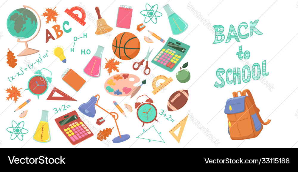 Set school objects isolated on white background Vector Image